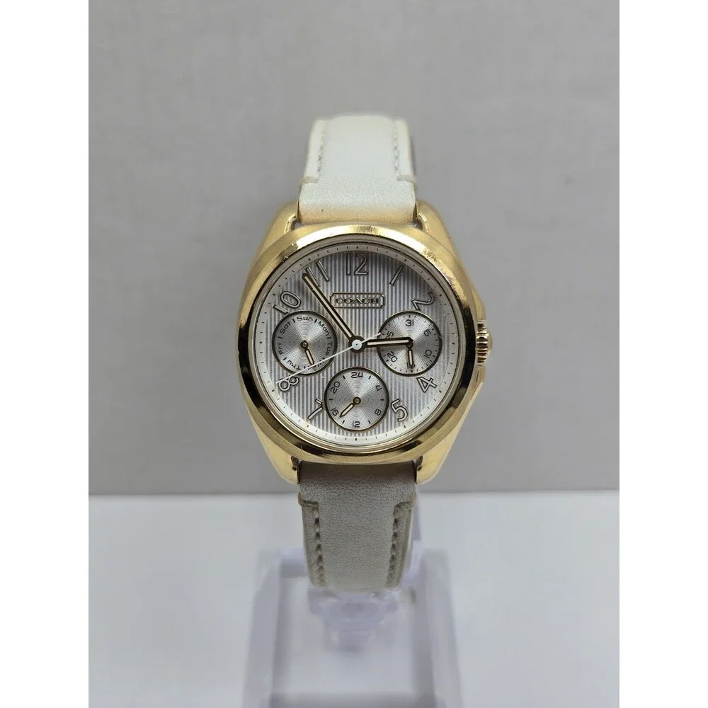 Coach Teagan Mini 32mm Gold Tone Multifunction Day Date Quartz Watch New Battery